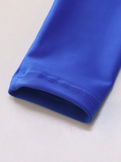 Boy Kids Swimsuit Blue Cartoon Shark Long Sleeve Children Swimwear Summer Split 2 Piece Beachwear Bathing Suit Swimming