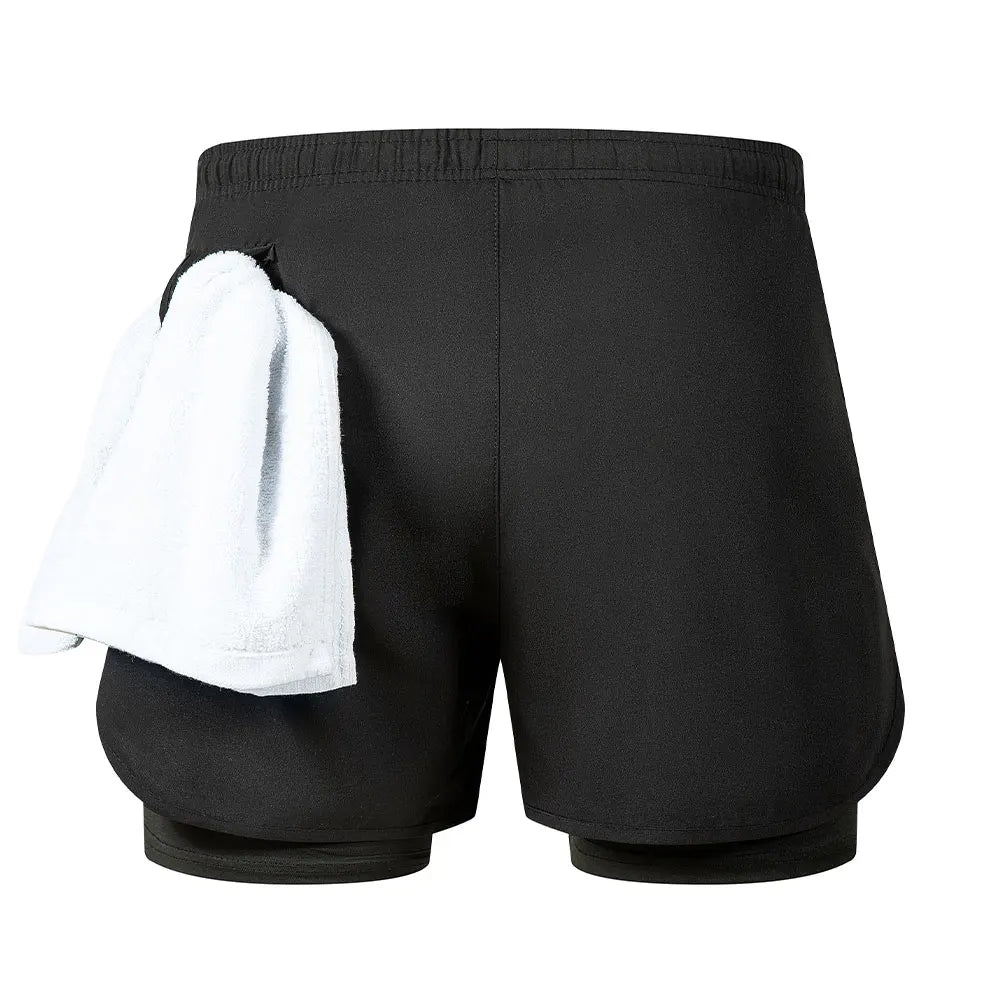 Sports Shorts Men's Running Pants Lined with Fake Two-piece Training Anti-light Three-point Basketball Casual Shorts