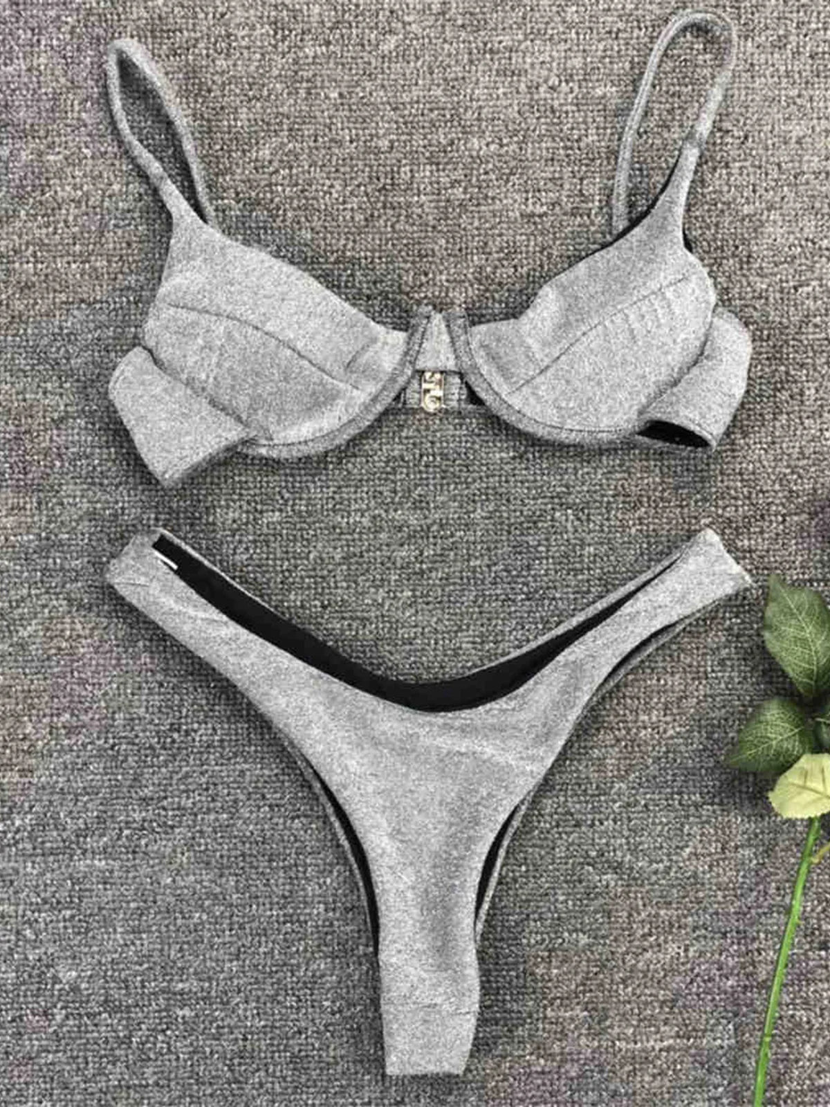 Shiny Glitter Sparkling High Leg Cut Bikini Women Swimwear Female Swimsuit Two-pieces Bikini set Bather Bathing Suit Lady