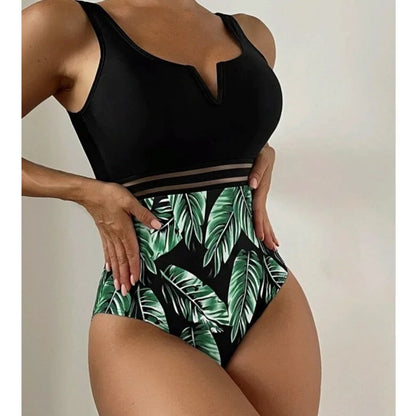Black Print One Piece Swimsuits Closed Female Swimwear Push Up For Women's Swim Wear Body Bathing Suits Beach Pool Bather