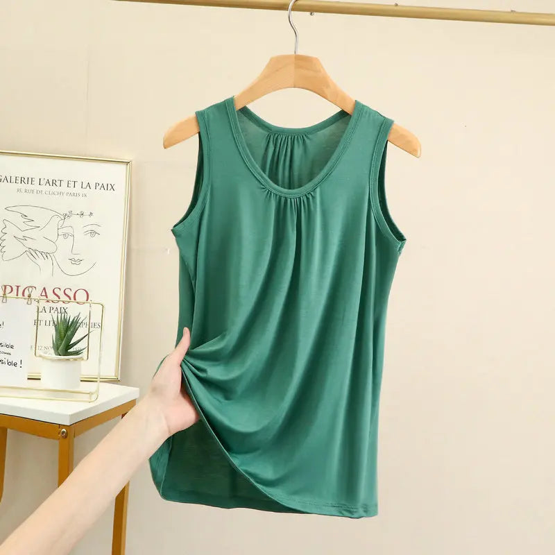 Large size Tank Tops Loose Folds Summer women Modal sleeveless Tshirts Solid color Homewear Top Bottoming Vest XL to 6XL