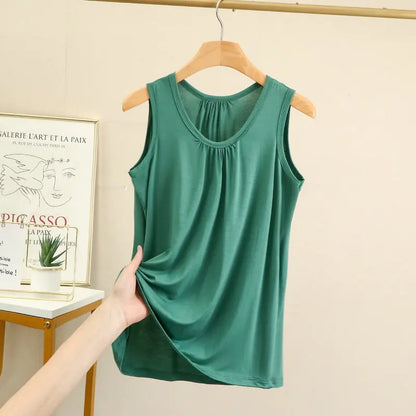 Large size Tank Tops Loose Folds Summer women Modal sleeveless Tshirts Solid color Homewear Top Bottoming Vest XL to 6XL