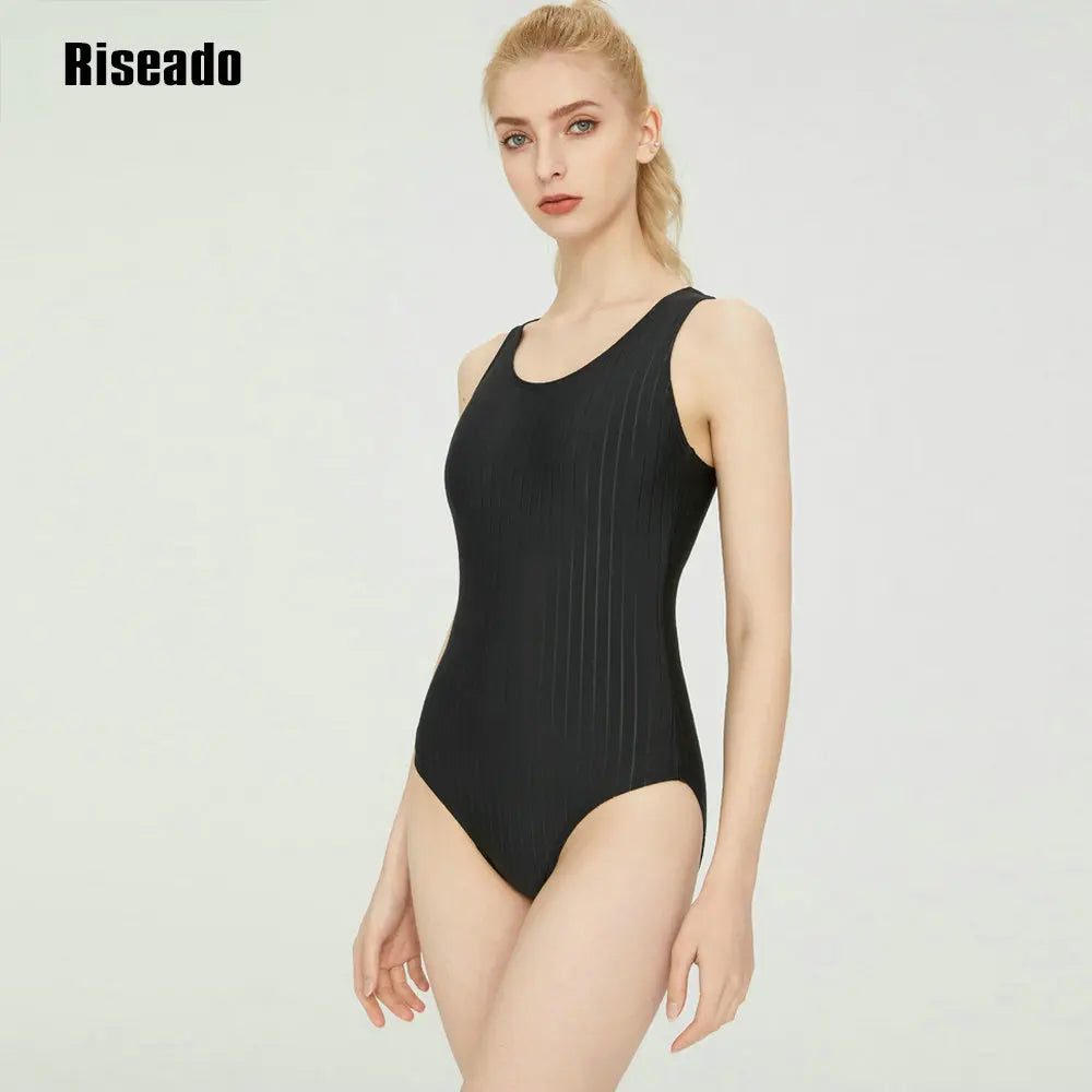 Swim Athletic One Piece Swimsuit Wide Strap Comfort Fit Solid Adult Quick Dry and Chlorine Resistant