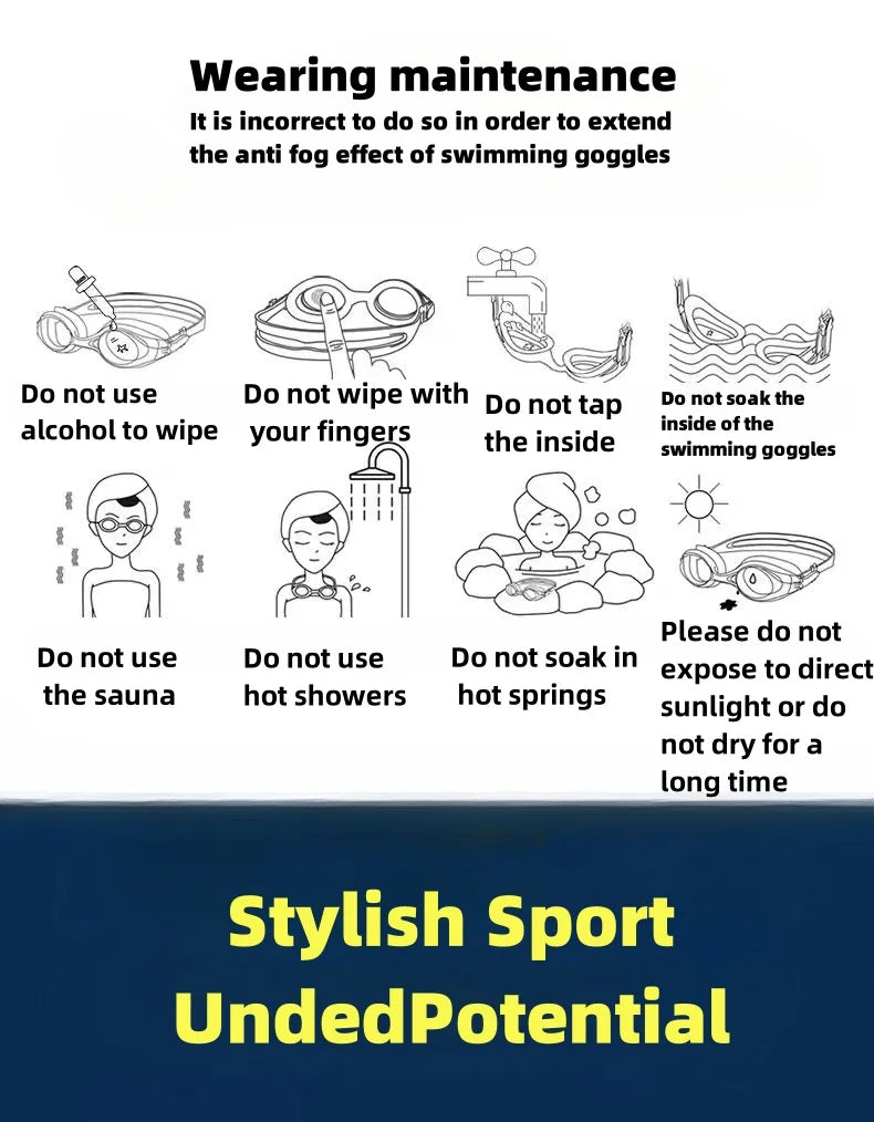 Adult swimming goggles anti fog high-definition swimming goggles silicone earplugs adjustable large frame swimming goggles