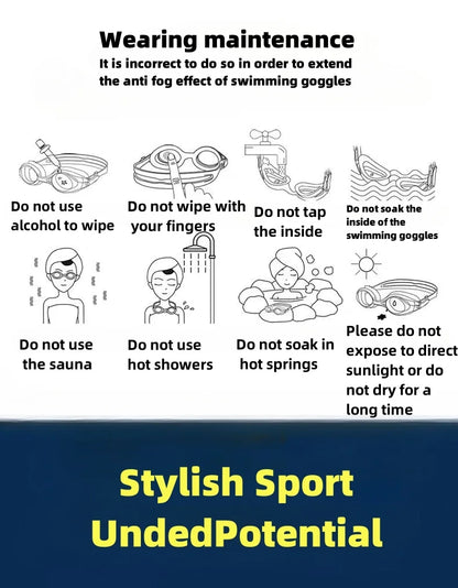 Adult swimming goggles anti fog high-definition swimming goggles silicone earplugs adjustable large frame swimming goggles