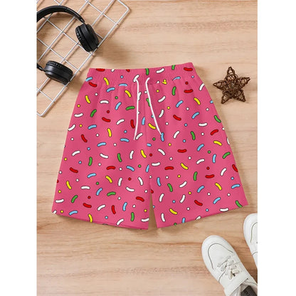 Vacation Men's Stripe Print Funny Drawstring Waist Board Shorts Summer Fashion Swim Trunks 3D Print Skateboard Shorts Streetwear