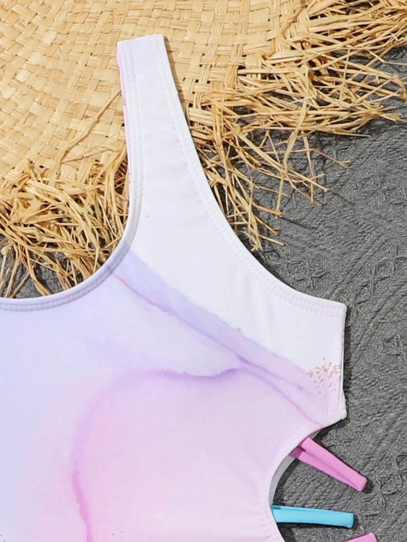 Pink Purple Tie Dye Teenage Girls One Piece Swimsuit 7-12 Year Kids Swim Suit Cut Out Children's Swimwear 2024 Bathing Suits
