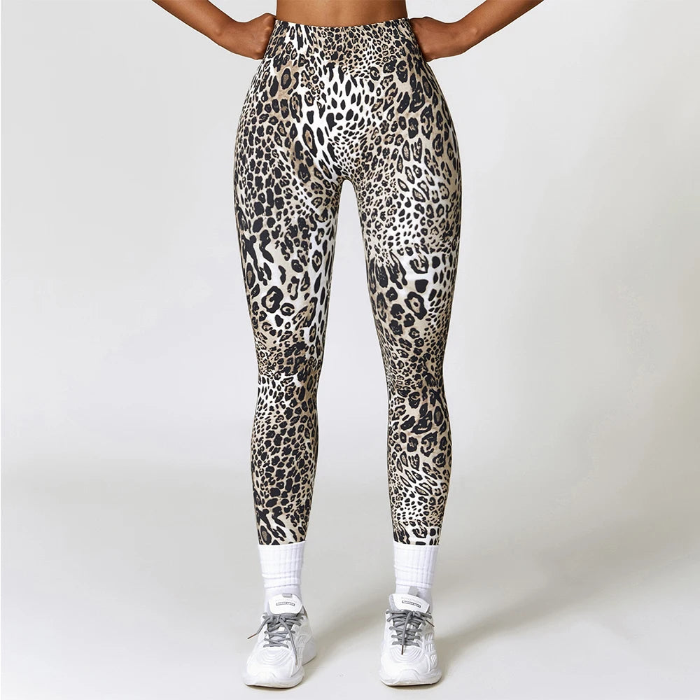 Trendy Leopard Print Yoga Leggings Neon Push Up Pants Cute Elastic Leggings Female Custom Fitness Workout Sports Leggings