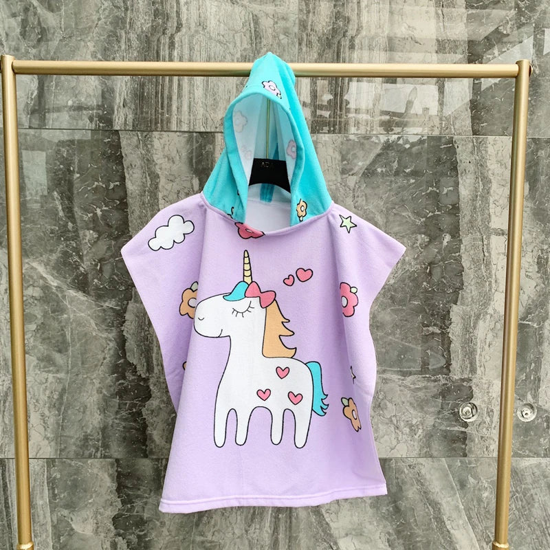 60X120cm Cartoon Kids Hooded Bath Beach Poncho Towels Shark Cute Bathrobe Toddler Boys Girls Cloak Child Bathing Stuff Quick Dry