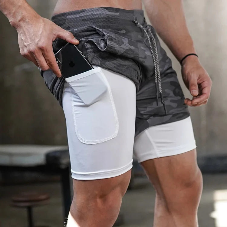Running Shorts Men 2 In 1 Quick Dry Gym Shorts Double Deck Training Short Pants Fitness Workout Sport Jogging Summer Men Shorts
