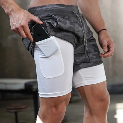 Running Shorts Men 2 In 1 Quick Dry Gym Shorts Double Deck Training Short Pants Fitness Workout Sport Jogging Summer Men Shorts
