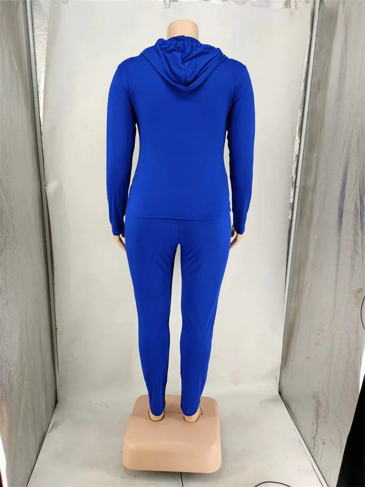Wmstar Plus Size Two Piece Outfits Women Hoodies Sweatsuit Leggings Pants Sets Solid Stretch Matching