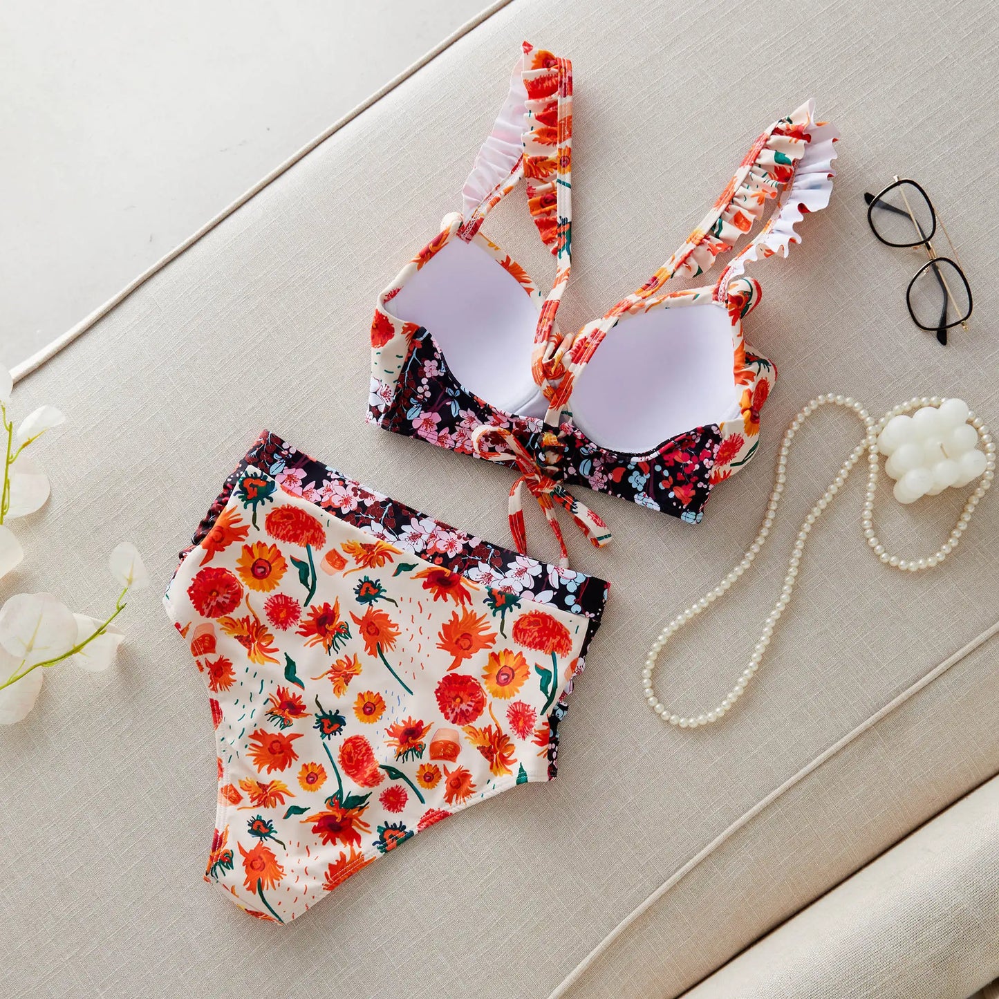 Brazilian Bikini Set Women Print Biquini Female Cut Bikinis Swimwear Push Up Swimsuit Bath Suit