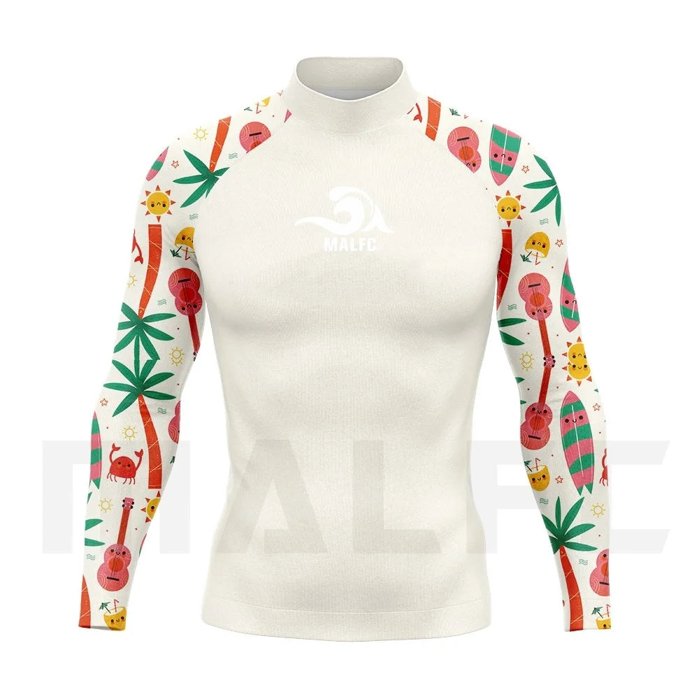 MALFC Rash guard for men Surfing Clothes Swimsuit Rashguard Surf Wear UPF 50 Water Sport Long Sleeve T-shirt Swimwear snorkeling