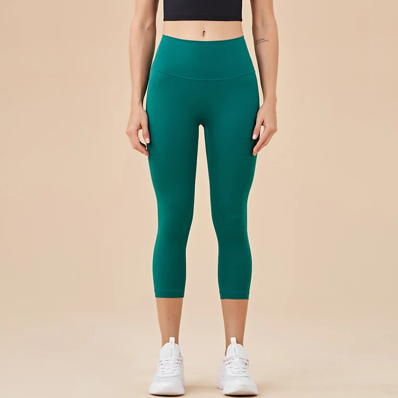 Women's High-Waisted Capri Yoga Leggings with Hidden Pocket