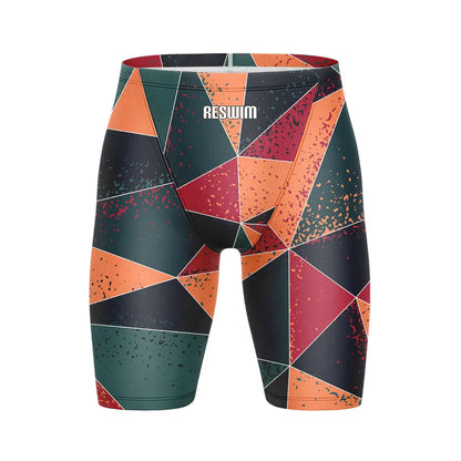 Men's Print Swim Jammer Training Sports Beach Diving Surfing Pants Tight Shorts Swimming Trunks Quick Dry Swimsuit