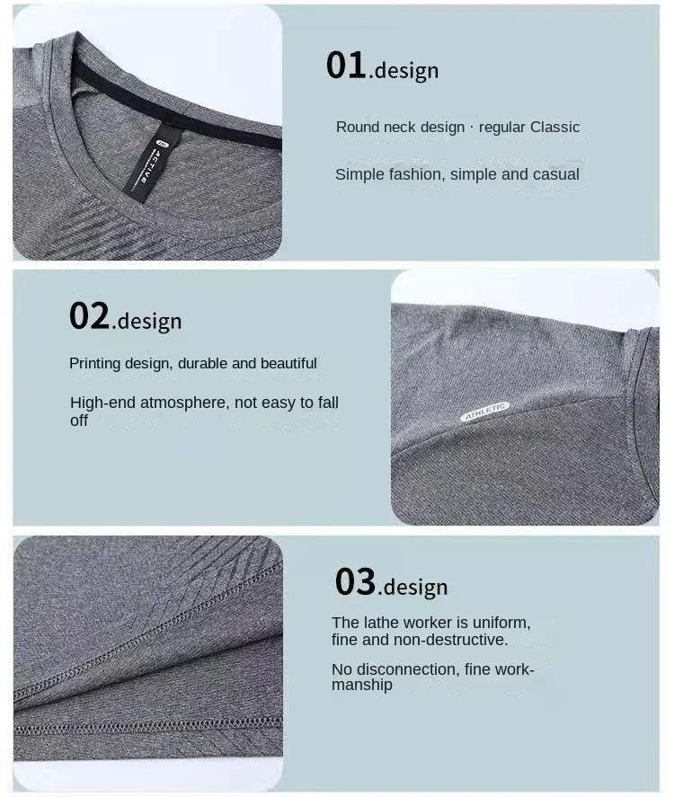 Mermaid Curve Summer Men's Short-sleeved Sports T-shirt Quick-drying Clothes Loose Casual Wear Running Top Fitness Clothes
