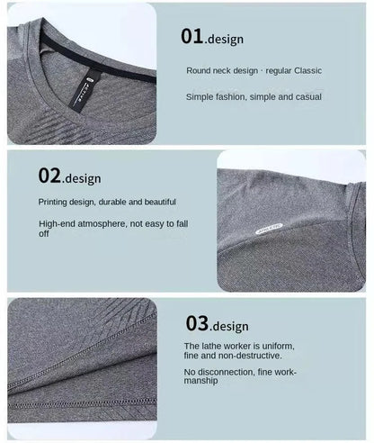 Mermaid Curve Summer Men's Short-sleeved Sports T-shirt Quick-drying Clothes Loose Casual Wear Running Top Fitness Clothes