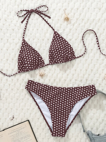 Bikini's Multi Color Choice Bathing Suit Women Dot Cheetah Print Split Swimsuit Backless Lace Up Beachwear Fashion Holiday Bikini Set Summer