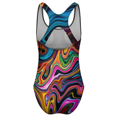Liquid Marble Abstract Swimsuit Stripe Art Push Up Swimwear One Piece Holiday Pool Bathing Suits Bodysuit Design Beach Wear