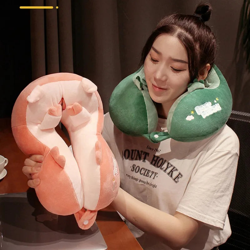 Travel Neck Pillow Cartoon Travel Neck Cushion U-Shaped Travel Pillow Portable Airplanes Pillow for Kids Gift