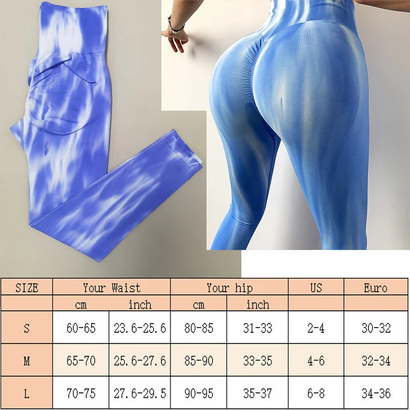 Aiithuug Ombre Dyeing Yoga Legging Women Scrunch Butt Lifting Leggings Seamless High Waisted Workout Yoga Pants Gym Booty Tights