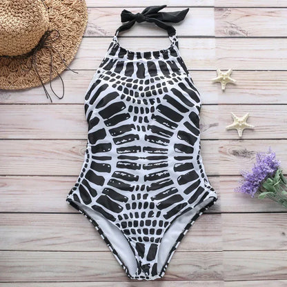XXL Large Size Swimwear One Piece Swimsuit Bathers Women High Neck Monokini Bandage Bathing Suit Halter Bodysuit Bather Beachwear