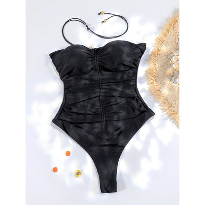 Rinabe Hollow Out One Piece Set Black Swimsuit Women Swimwear Bodysuit Female Summer Beachwear Bathers
