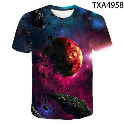 Cosmic Planet Space Galaxy 3d Printing Men's Ladies Children's Casual T-shirts Starry Cool Tops Fashion Street Light Sports
