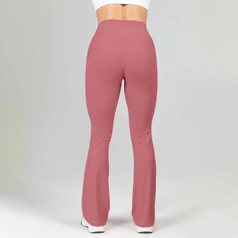 PofyBofy with Pockets Yoga Flared Pants Butt Lifting Gym High Waisted Crossover Waist Flare Leggings Bootcut Casual Yoga Pants