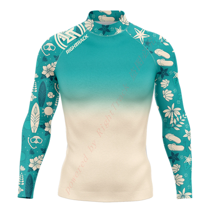 Men's Surfing Shirt Nautical Diary Lycra Rash guard RIGHTTRACK For Surf Sportswear Beach UV Swimwear UPF50+ Clothes