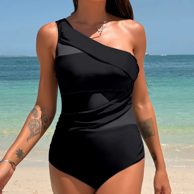 Black One-Piece Large Swimsuits Closed Plus Size Swimwear Body Bathing Suits Female Pool Beach Women's Swimming Suit