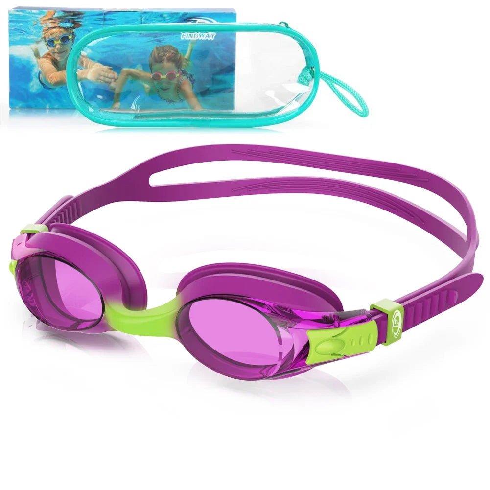 Findway Child Swimming Glasses Upgrade Waterproof Anti Fog UV  Professional Diving Swimming Glasses Eyewear Kids for Age 3-10