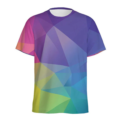 Men's T-Shirts Colorful Polygonal Pattern 3D Print Sports Shirt Woman Gym Summer Short Sleeve Fitness Sportswear Round Neck Tops