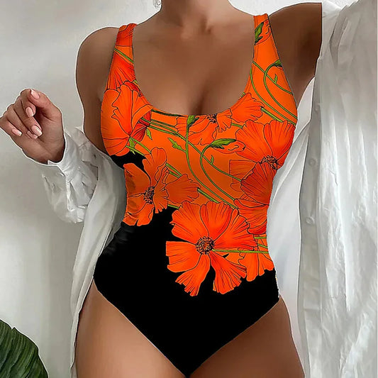 Print One Piece Swimsuits Closed Women Swimwear Push Up Swimming Wear Body Bathing Suits Beachwear Pool Bather