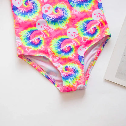 Girls Ruffle Bikini Swimsuit Gradient Leopard Floral Animal Kids Swimwear Children Bikini Rainbow Bathing Set