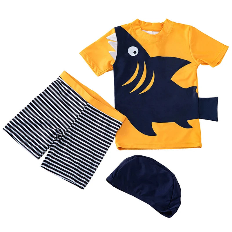 Swimsuit Boys UPF50 Baby Swimwear Shark Dinosaur UV Bathing Suit for Boy 3 Pcs Toddler Surfing Diving Suit Children's Rash Guard