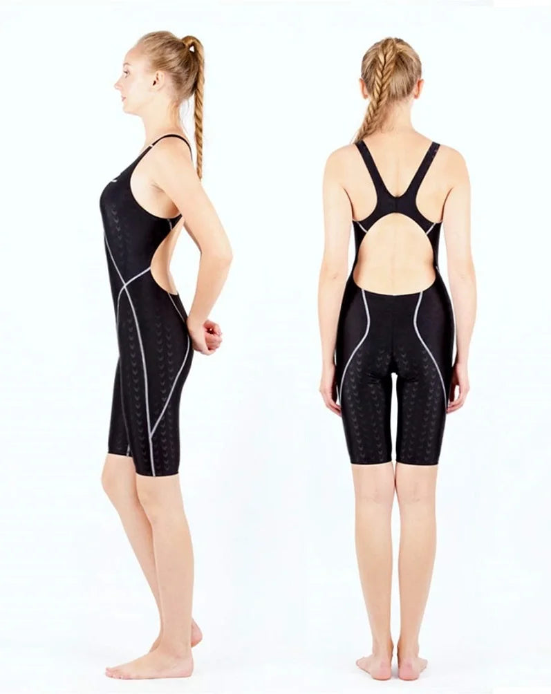 HXBY Professional Competition Knee Length Waterproof Chlorine Resistant Women's Swimwear Plus Size 5xl