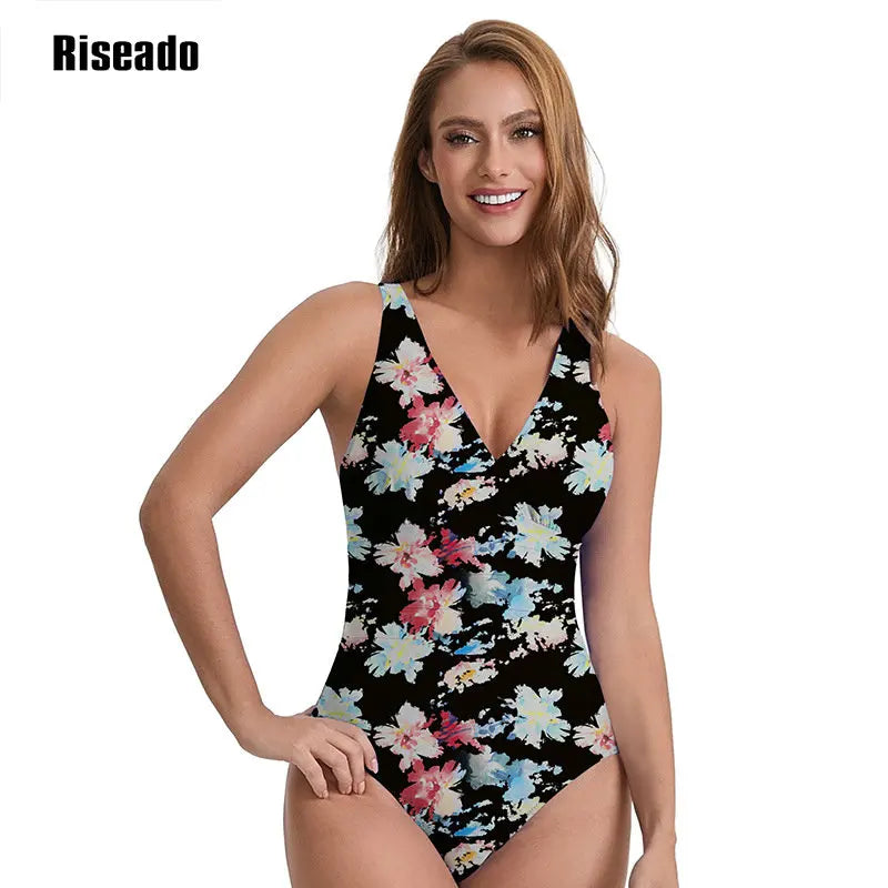 Women's One Piece Swimsuits Tummy Control Front Cross Back Bathing Suits Sexy High Waist Slimming V Neck Swimwear