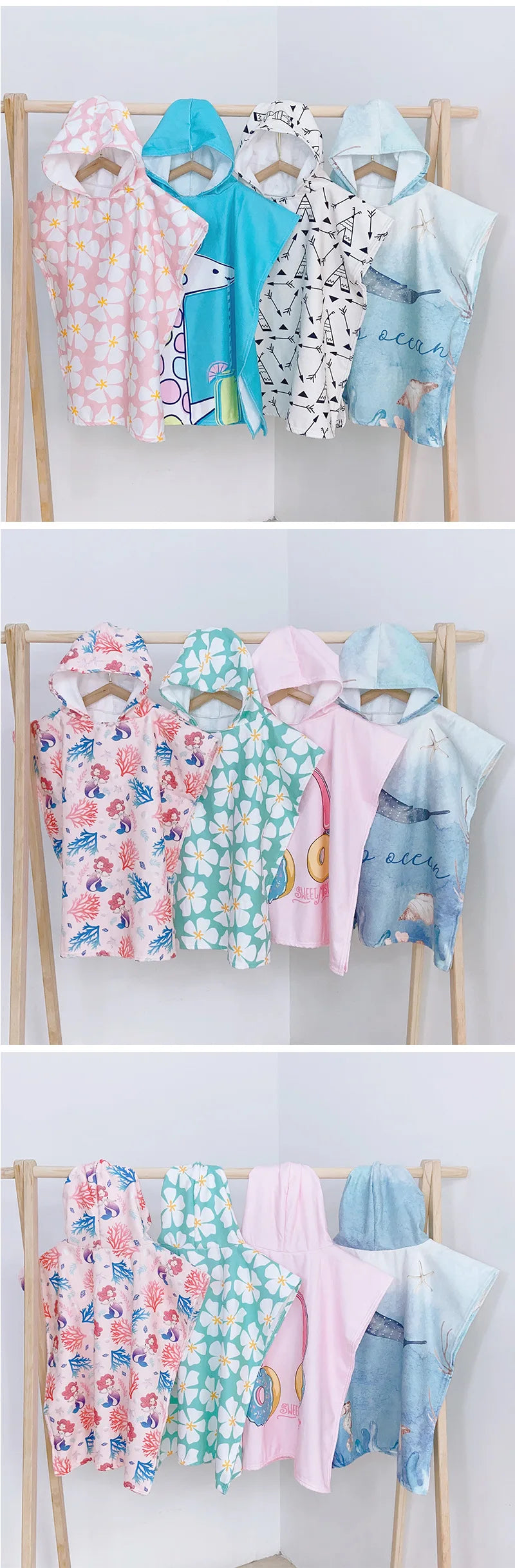 Beach Towel for Boys Girls Hooded Bath Towel Wrap Toddler Pool Towel with Hood Microfiber Absorbent Sweat-absorbent Swim Robe