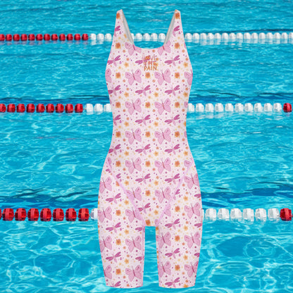 Female Printing Swimsuit Sport Competition Professional Multifunctional Training Bathing Suit Knee Length Swimwear Beach Wear