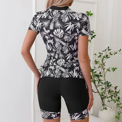Tropical Leaf Print Separate Swimsuits Tankini Set Female Swimwear Sports Beach Wear Two-Piece Bathing Suits Pool Women Swimming Suit