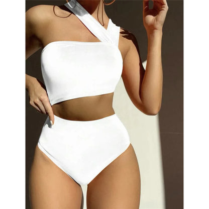 S - XL 13 Colors Asymmetric Cut Out One Piece Swimsuit Women Swimwear Female One Shoulder Padded Bather Bathing Suit Swim