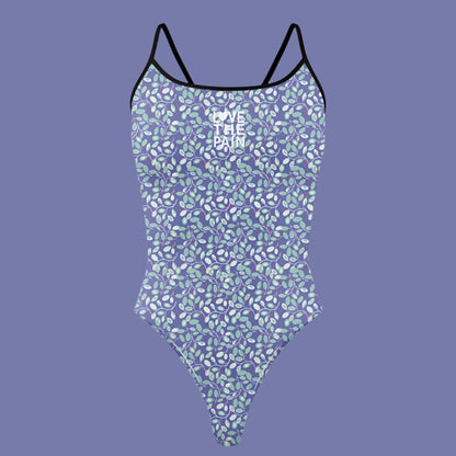Love The Pain Cat Pattern Women One-Piece Swimsuit Training Swimwear