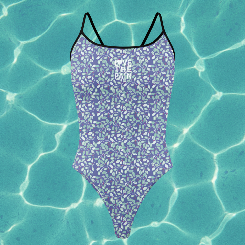 Love The Pain Cat Pattern Women One-Piece Swimsuit Training Swimwear