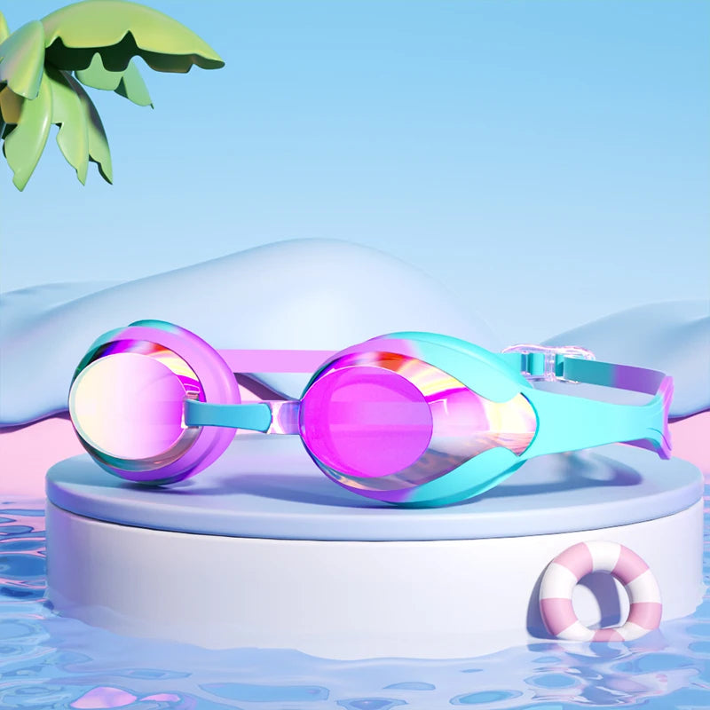 Kids Swimming Goggles Anti-fog Waterproof HD View Children Swim Goggles for Boys and Girls Electroplate and Clear Lens to Choose