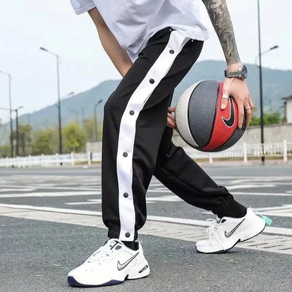 High Street Basketball Side Opening Drawstring Pants Men's Spring Autumn Thin Sports Cropped Pants Casual Tied Waist