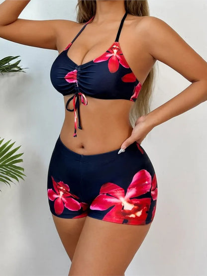 Bikini Bodysuit Swimwear Women With Kimono Bathing Suit Summer Splice Print Beachwear Holiday Bikini Cover Ups Outfits