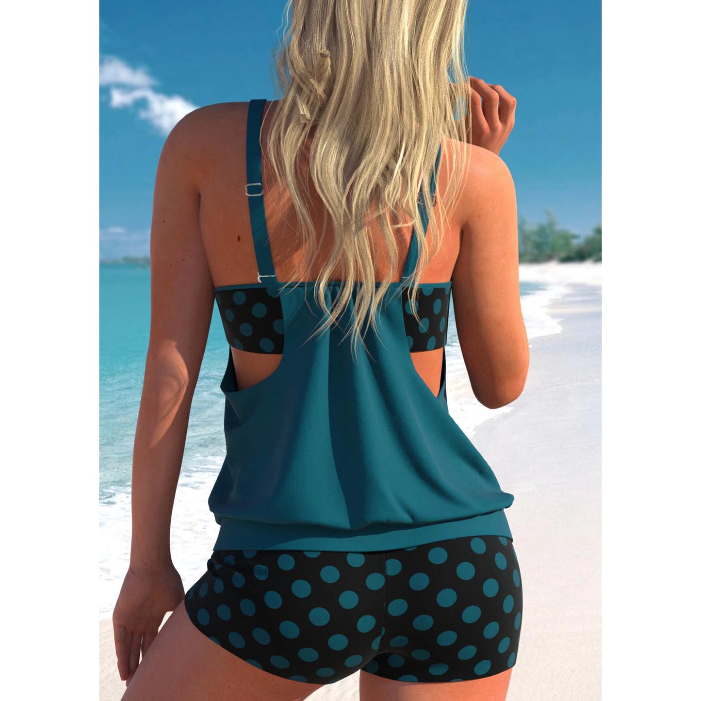 Women's High-quality Summer Vacation Swimsuit, Plain Printed Top and Strapless Beach Swimsuit S-6XL