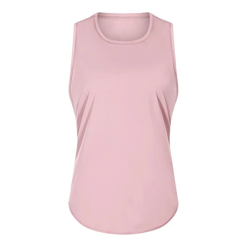 Women Summer  Open-Back Yoga Vest for  Loose-Fit and Moisture-Wicking Sleeveless   Running Fitness Shirt